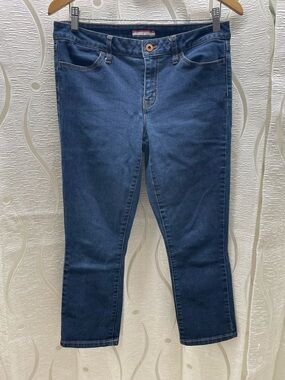 Tommy Hilfiger Cropped Jeans Women 10 Dark Blue Excellent Stretch Denim Mid Rise